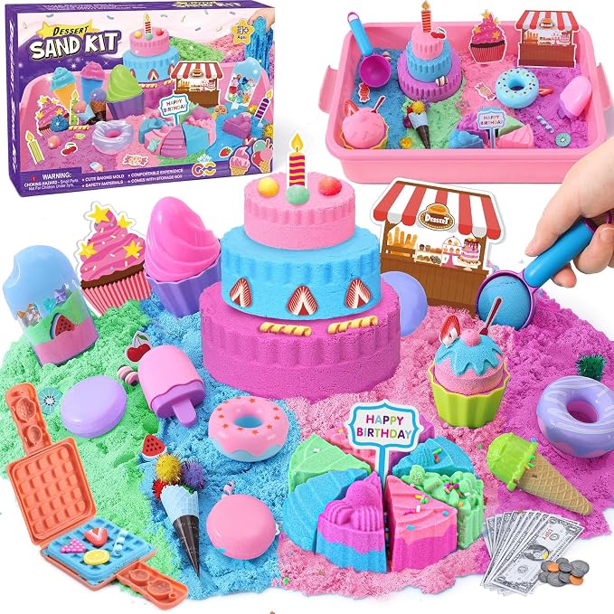 Golray Ice Cream Sensory Bin for Girls, Play Sand Art Kit by Golray