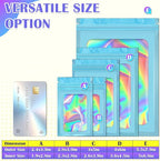 JETMORE 100 Pcs Mylar Bags, Smell Proof Bags Foil Pouch, Holographic Resealable - Image 6