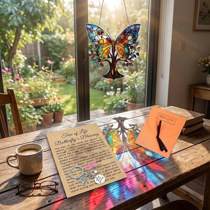 Butterfly Gifts for Women, Acrylic Butterfly Suncatcher Faux Stained Glass - Image 6