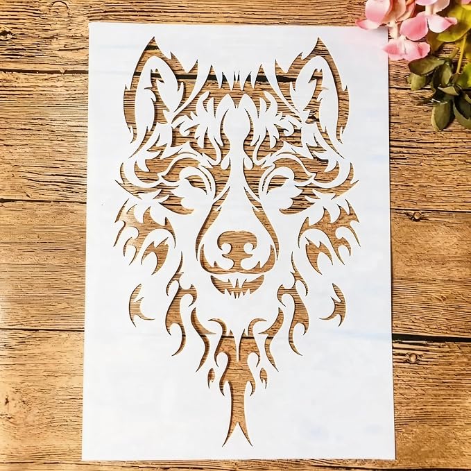 TIAMECH A4 Reusable Wild Wolf Stencil by TIAMECH