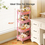 Pipishell 4 Tier Rolling Cart Organizer, Plastic Rolling Cart - Image 4