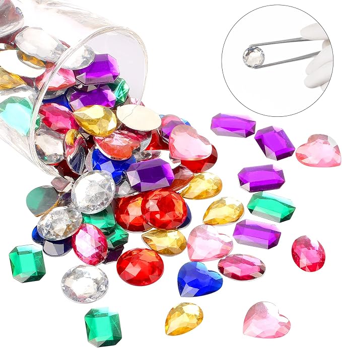 1" Jewels for Crafting Assorted Colorful Flat Back Heart Shaped Jewel Gems - Image 4
