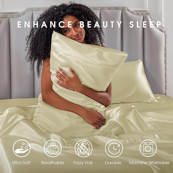 FreshCulture Satin Sheets Twin XL Bed Set - Image 7