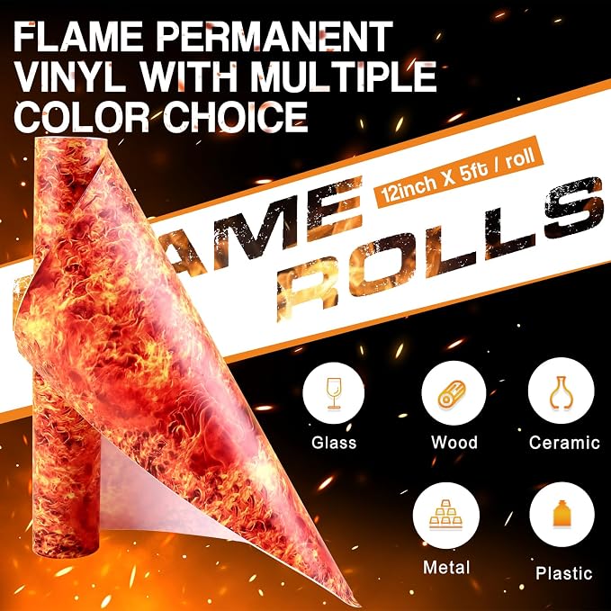 Tintnut Flame Permanent Vinyl Roll 12 in x 5ft Permanent Adhesive Vinyl | - Image 2