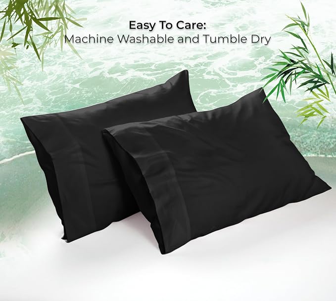 Royale Linens Cooling Pillow Cases Queen Size Set of 2-100% Rayon Derived from - Image 9