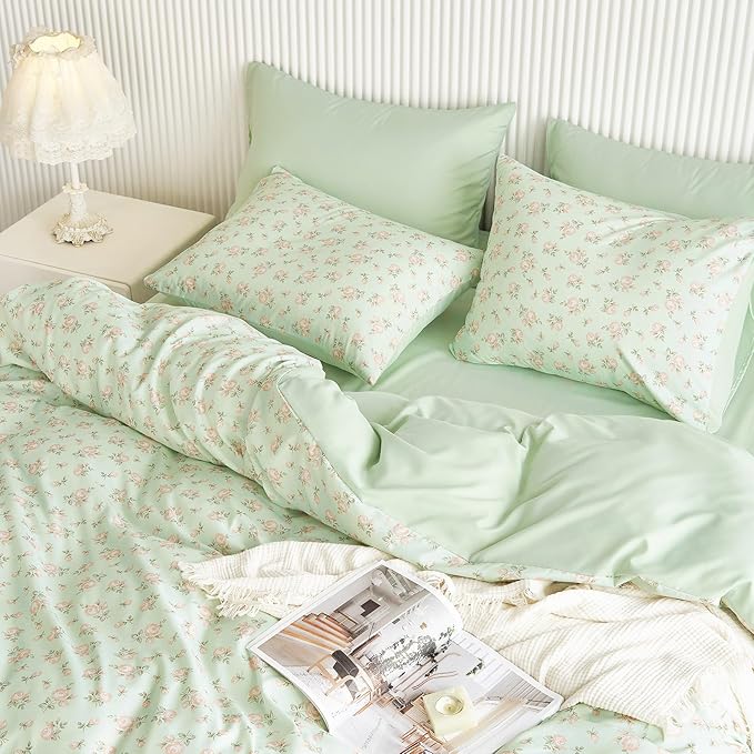Wake In Cloud - Coquette Duvet Cover Set, Floral Cottagecore Flower Shabby Chic - Image 5