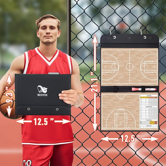 WISYOK Basketball Lineup Board, Foldable | 48 Cards, 2 Markers, Leather Covered - Image 8