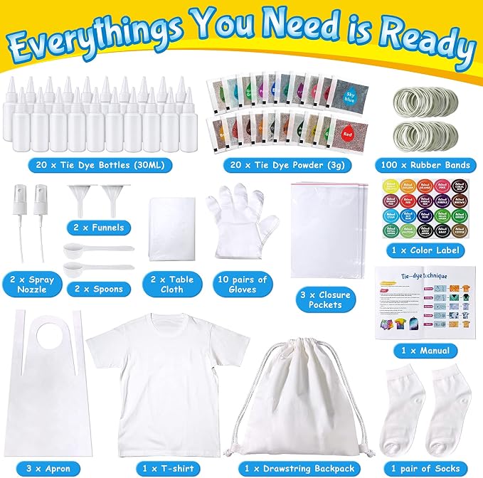 Tie Dye Kit for Kids Adults, 20 Colours | Arts and Crafts Toy, For Girls & Boys - Image 2