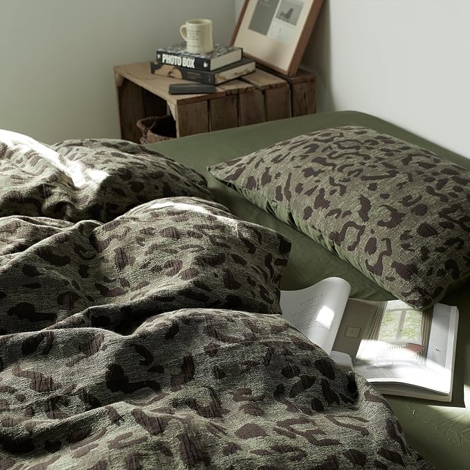 mixinni Leopard Duvet Cover Full Size, Premium Yarn-Dyed Jacquard Cotton Duvet - Image 6