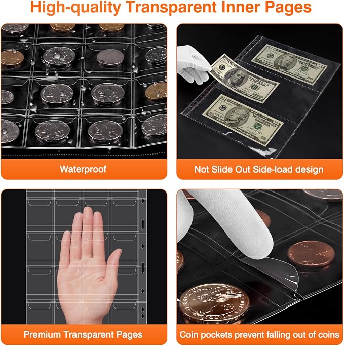 Coin Collection Book with 520 Pockets Coin Holders, Coin Albums - Image 5