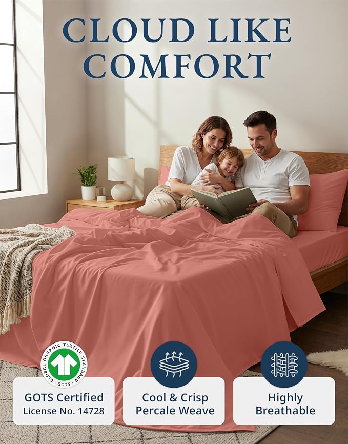 LANE LINEN 100% Organic Cotton Fully Elasticized King Sheet Set, Low Pilling - Image 2