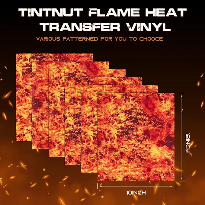 Tintnut Red Flame Heat Transfer Vinyl, stretch washable, compatible - Image 2