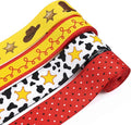 4 Rolls Cartoon Western Wired Edge Ribbon, 2.56 Inch Cow Print Sheriff Star by Unknown