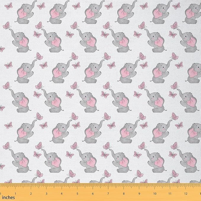 Feelyou Cute Elephant Outdoor Fabric by The Yard, Cartoon Little Elephant by Feelyou