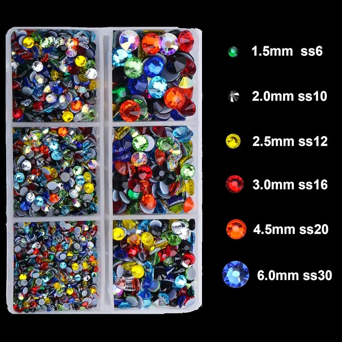 4000Pcs Mixed Size Hot Fix Round Crystals Gems Glass Stones Hotfix Flat Back - Image 3