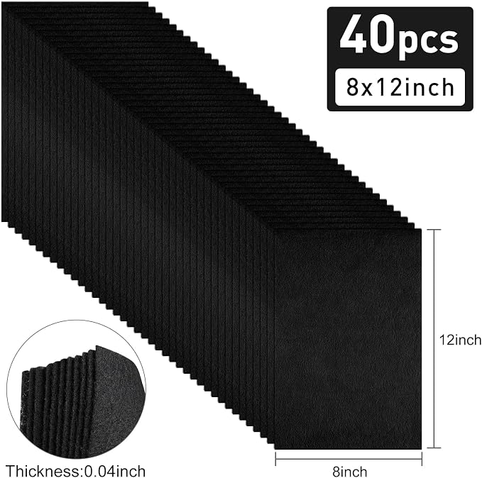 40 Pcs Black Soft Felt Fabric Sheet 8" x 12" Assorted Color Felt Fabric Sheets - Image 2