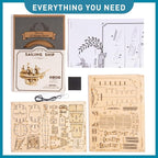 RoWood 3D Wooden Puzzle for Adults, Vintage Wooden Watercraft Model Sailboat - Image 6