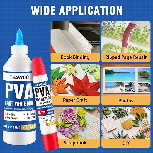 TEAWOO Book Repair Kit, 8.5 Oz + 2×1.35 Oz Acid-Free PVA Adhesive | Binding - Image 8
