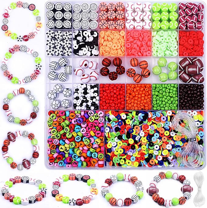 2480pcs Sports Ball Polymer Clay Beads Charms by BBita
