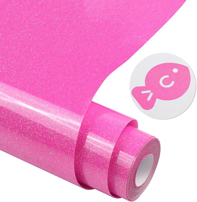 Neon Pink Glitter HTV Heat Transfer Vinyl, Glitter Iron on Vinyl 10" x 8ft | - Image 10