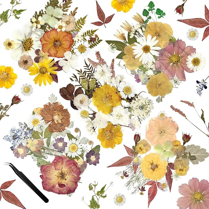 110Pcs Dried Flowers for Crafts, Dried Pressed Flowers for Resin Molds by Wellcometowyegey