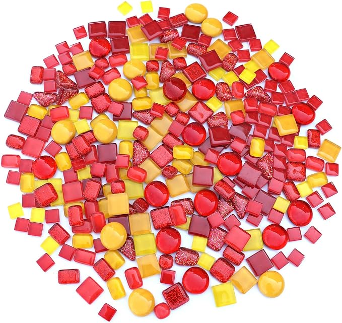 LITMIND Assorted Orange Red Irregular Crystal Mosaic Tiles, 9oz Value Pack - Image 2