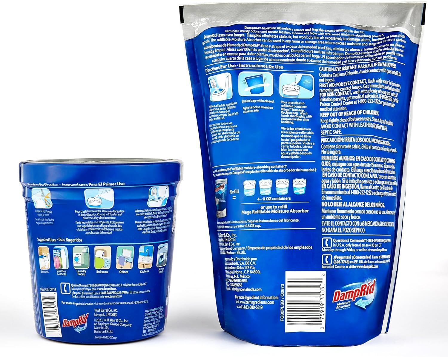 Damp Rid Refillable Moisture Absorber, Includes Single Damp Rid Fresh Scent 11oz. Cup & 44oz. Refill Bag - Moisture Absorbers for Closet, 10% More Absorbing Power*, Cleaner Air - ILIOS Packaging.