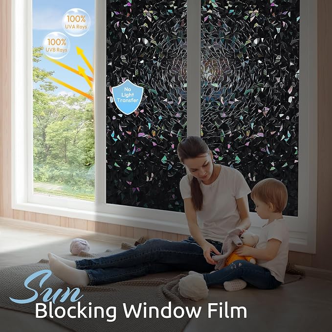 rabbitgoo Window Privacy Film Rainbow Film Decorative Window Sticker, 3D Static - Image 5