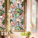 Stained Glass Window Film UV Resistant Window Privacy Film Lotus Floral Privacy by Aomkmi