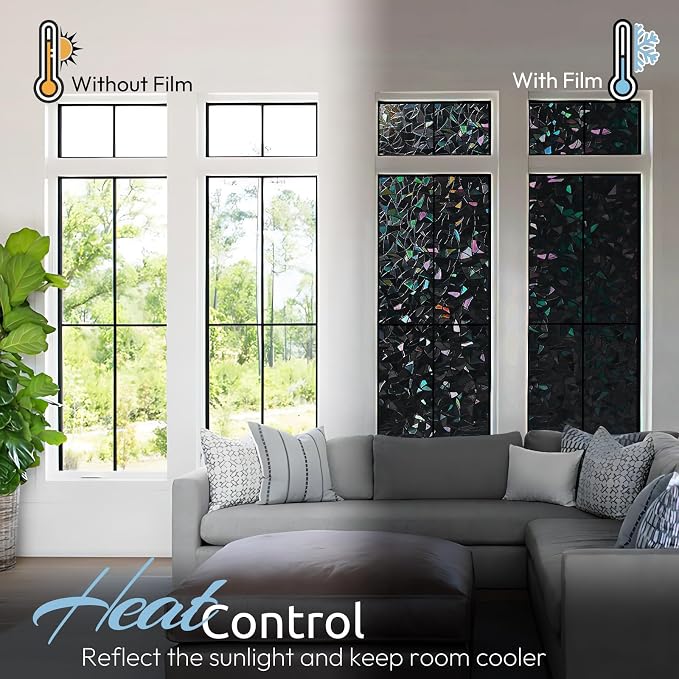 rabbitgoo Window Privacy Film Rainbow Film Decorative Window Sticker, 3D Static - Image 6