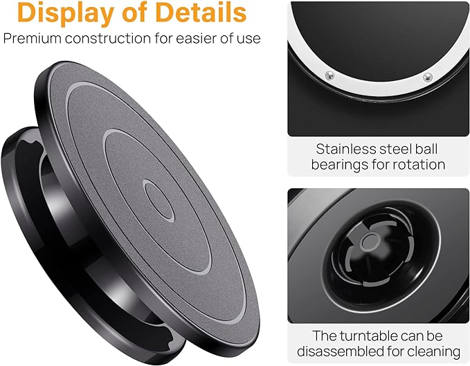 Kootek 11 Inch Rotate Turntable Sculpting Wheel Revolving Cake Turntable Black - Image 3