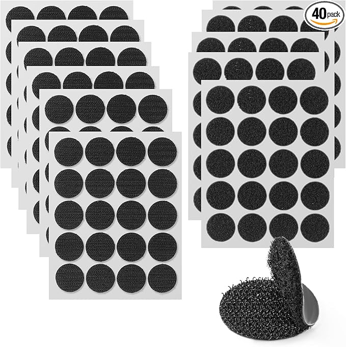 Art3d 40 Sets Hook and Loop Adhesive Dots, 1 in. x 1 in. Circle Double Sided by Art3d