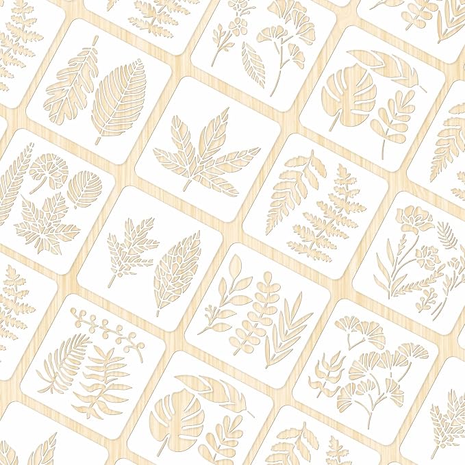 INFUNLY 12PCS Leaf Wall Stencils Reusable Plant Pattern Stencils Painting - Image 3