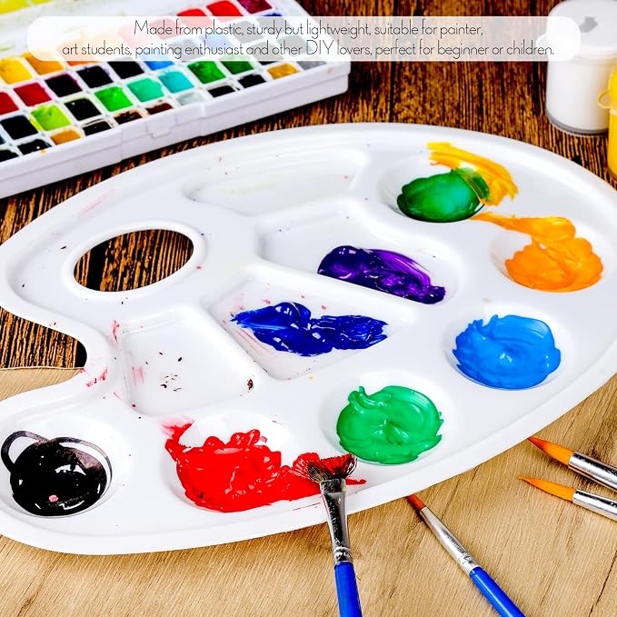 FANDAMEI Oval Paint Palette Tray, Plastic Paint Tray Palette, Painting Palette - Image 4