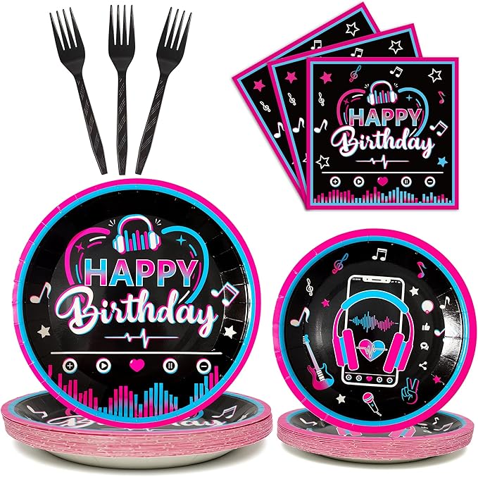 96 Pcs Music Party Supplies Tableware Set by partygreeting