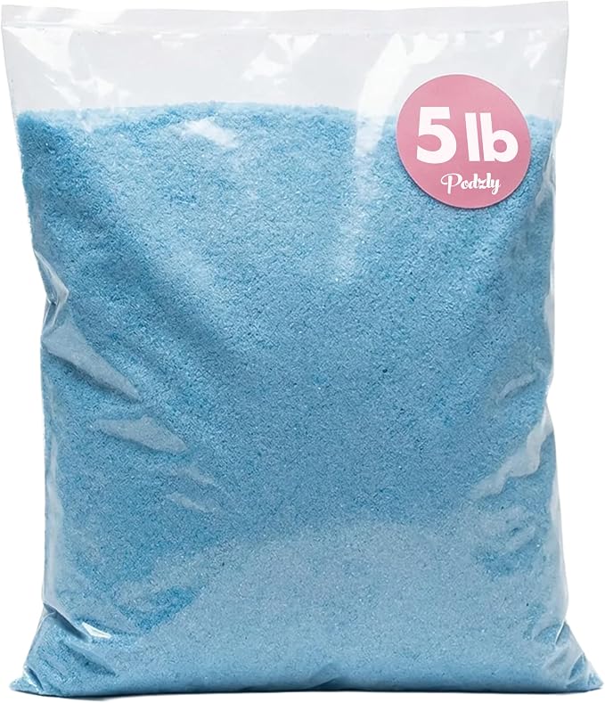 Podzly Decorative Bulk Craft Sand – 5 lb Blue Fine Grain Colored Sand by Podzly