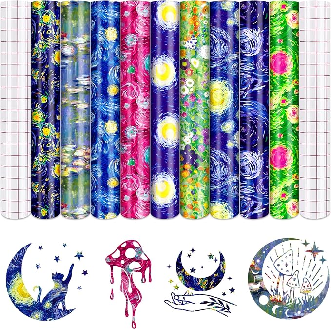 Tintnut Starry Sky Permanent Vinyl 9 Pcs 12x10in Permanent Adhesive Vinyl | Van by Tintnut