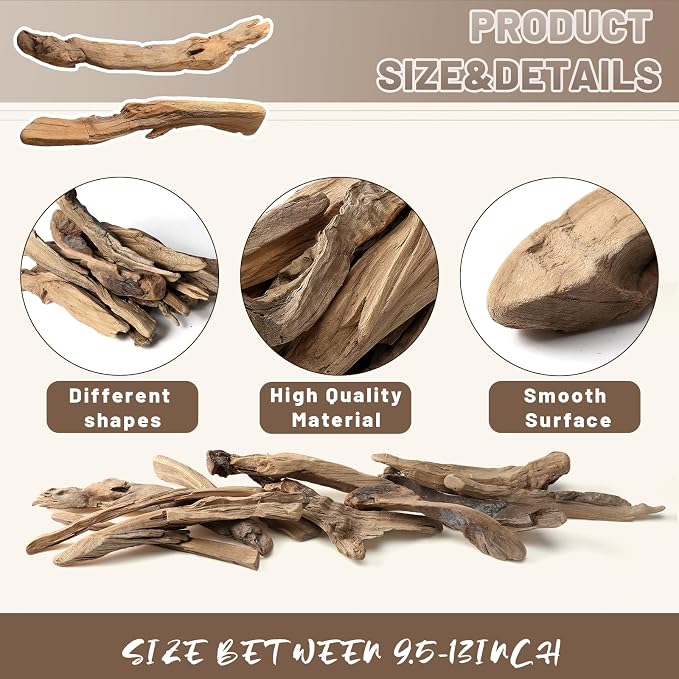 50 oz Driftwood for Crafts and Decor, Mixed Size Driftwood Pieces Large Drift - Image 2
