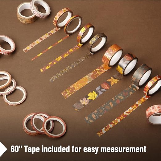 Mr. Pen- Washi Tape Set, 21 Rolls, Autumn Leaves | 5.5 Yards/Roll, Washi Tape - Image 6