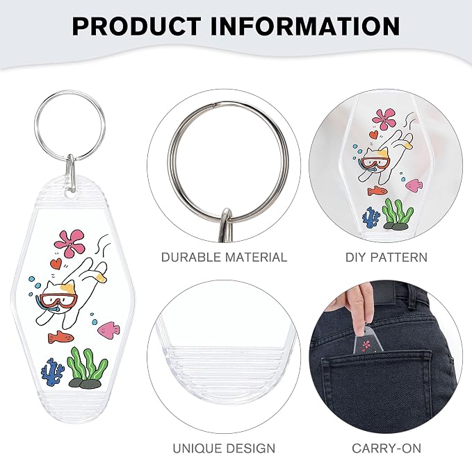 Yoption 50pcs Blank Motel Keychain Bulk - Image 3