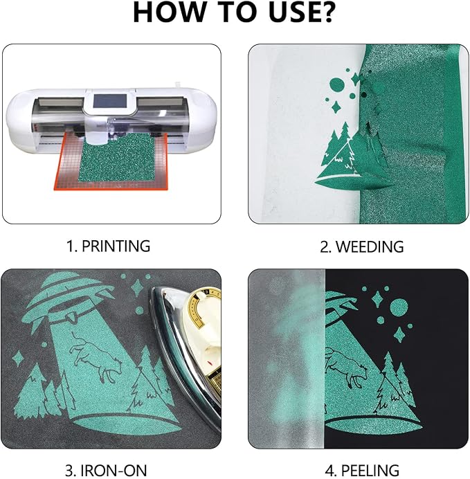guangyintong Heat Transfer Vinyl Glitter Green HTV Rolls, Glitter HTV Vinyl - Image 5