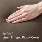 MIULEE Decorative Throw Pillow Covers Neutral Linen Fringe Throw Pillows Euro - Image 2