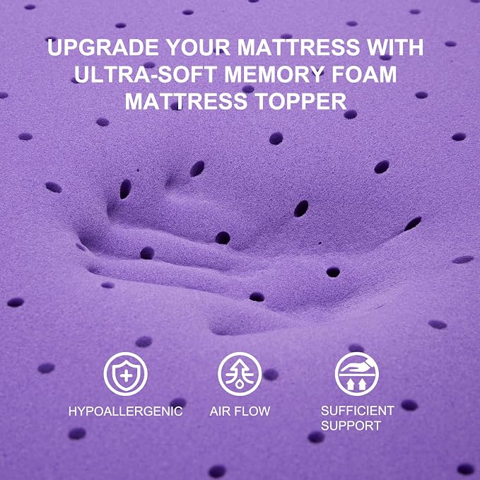 SINWEEK 3.8 Inch Gel Memory Foam Mattress Topper Ventilated Soft Pressure - Image 4