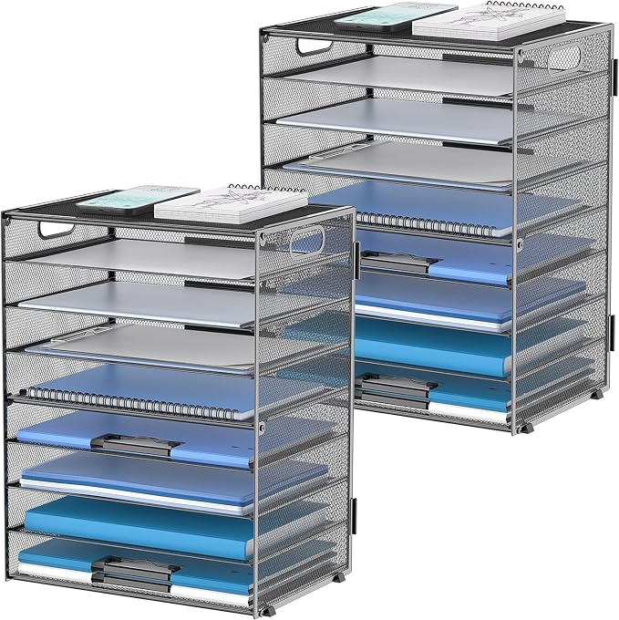 DALTACK 9-Tier Paper Organizer for Desk, Mesh Letter Tray Desk Organizer by DALTACK