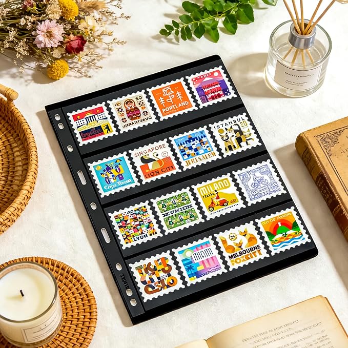 40 Pages 20 Sheets Stamp Album Pages, 8.4 * 11" 4 Styles Stamp Collection - Image 7