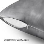 BEDELITE Satin Pillowcase with Zipper, Dark Grey King Size Pillow Cases Set of 2 - Image 5