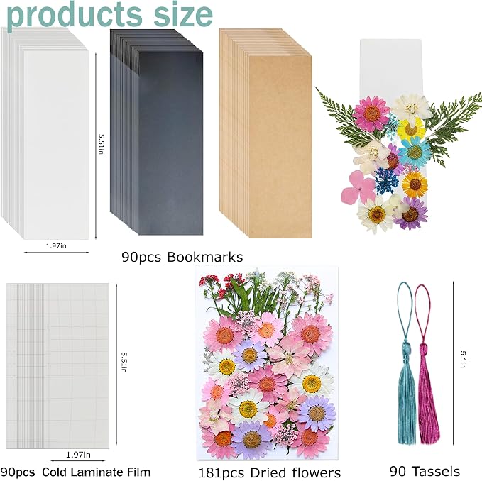 Bakayoyo 451 pcs DIY Dried Pressed Flowers Bookmark Making Kit, DIY Paper Book - Image 2