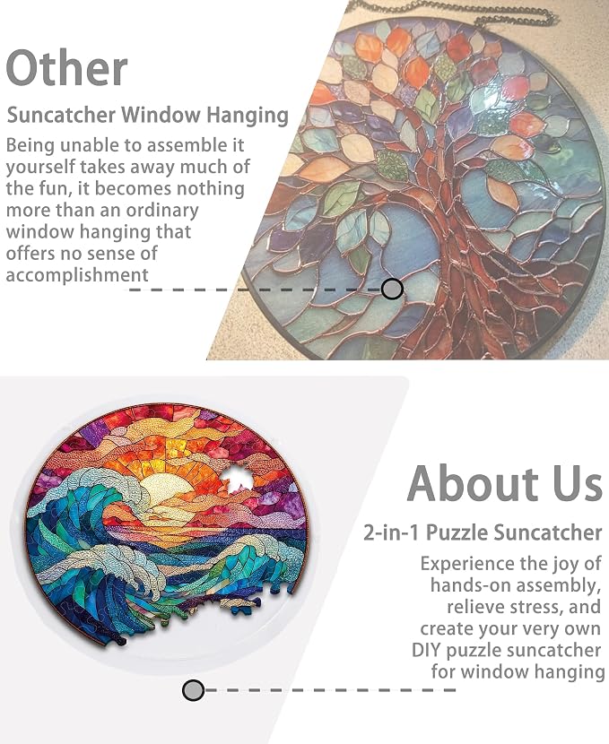 Acrylic Puzzle Suncatcher, Faux Stained Glass Sea Sun Catcher - Image 5