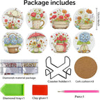 8 PCS Flowers Diamond Art Coasters Kits | Diamond Paintings Coasters - Image 3