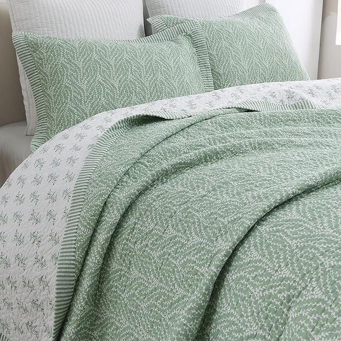 SahSahCasa Quilt Set Queen Size, 100% Cotton Quilt Bedding Set Bedspread by SahSahCasa